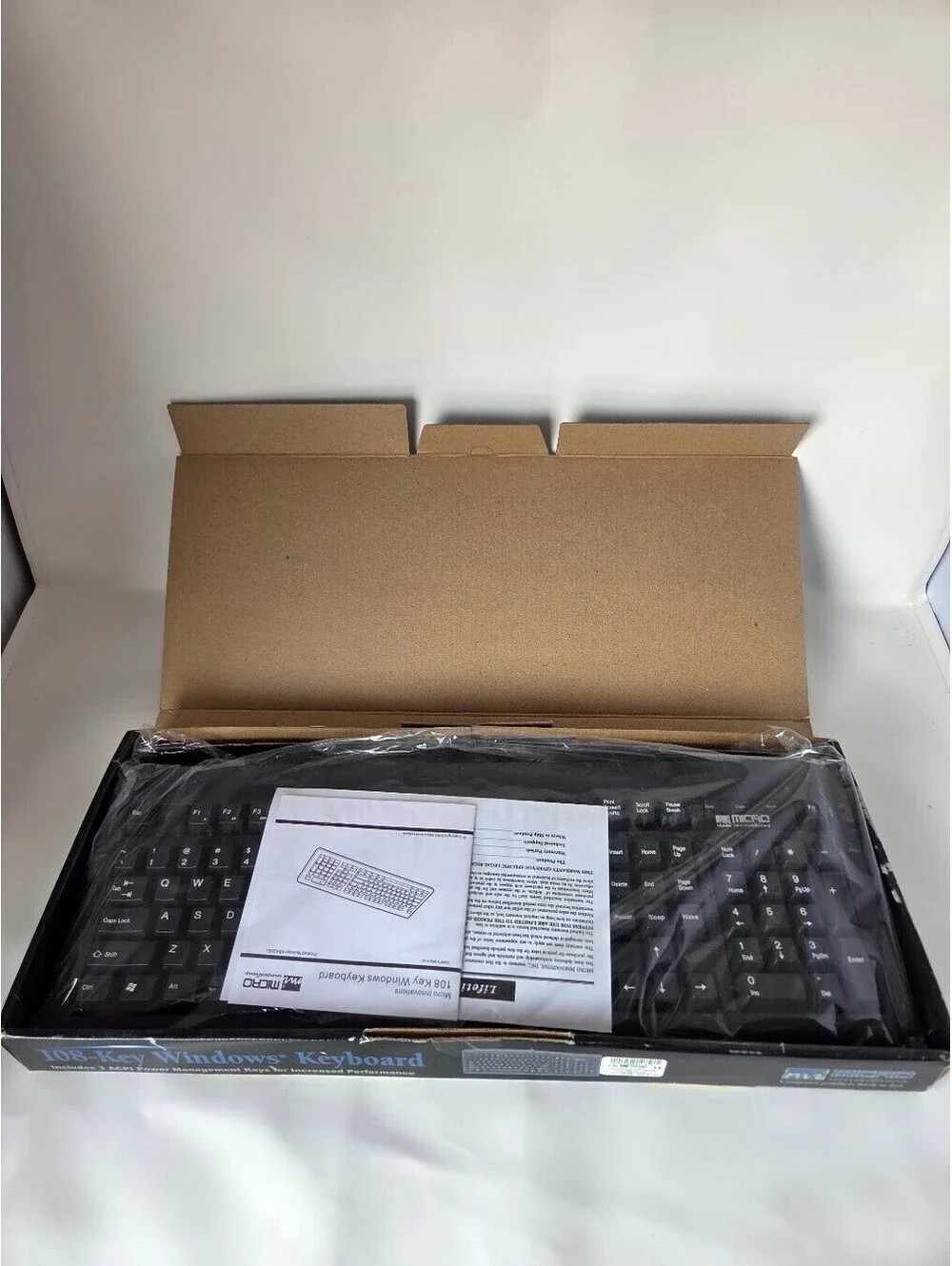 Micro 108-Key Windows Keyboard Boxed PS2 Vintage Turbo Control ACPI Keys